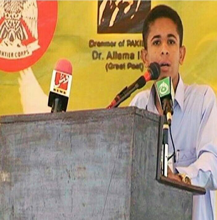 A student giving speech in Balochistan