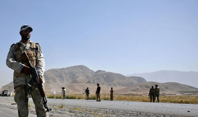 A FC personal standing beside road in Balochistan