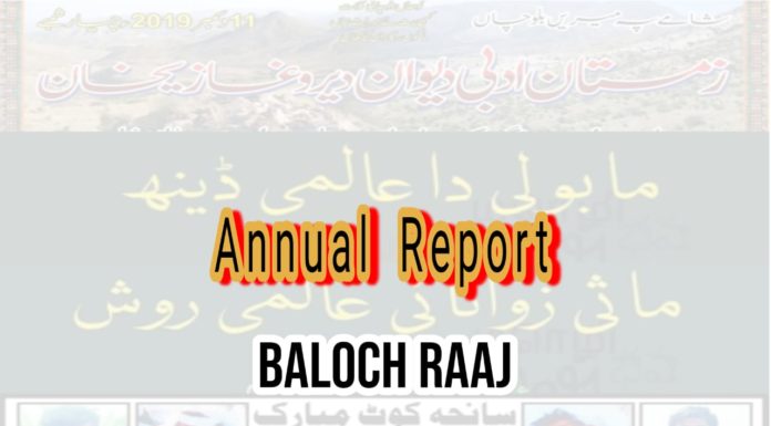 Baloch Raaj presents organization’s annual report