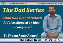 Allahdad Wahid Baloch: A Voice silenced an idea unconquered