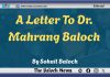 A Letter To Dr. Mahrang Baloch